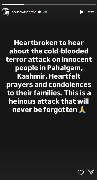 Virat Kohli react on Pahalgam Terror Attack: પહલગામ હુમલાની પીડા, વિરાટ કોહલી ભાવુક, અનુષ્કાની પણ ભાવનાત્મક પ્રતિક્રિયા 3 Virat Kohli react on Pahalgam Terror Attack