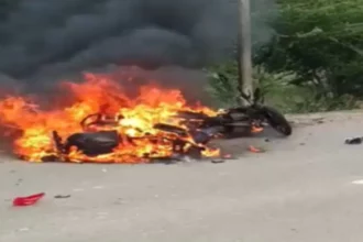 accident moter cycle fire