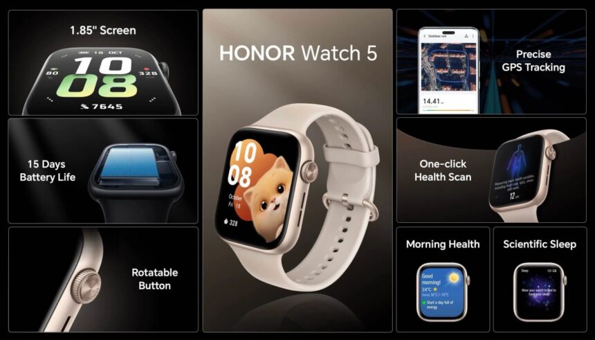15 દિવસની બેટરી લાઇફ, 1.85 ઇંચની AMOLED ડિસ્પ્લે સાથે Honor Watch 5 લોન્ચ, વિગતવાર જાણો 1 watch honor