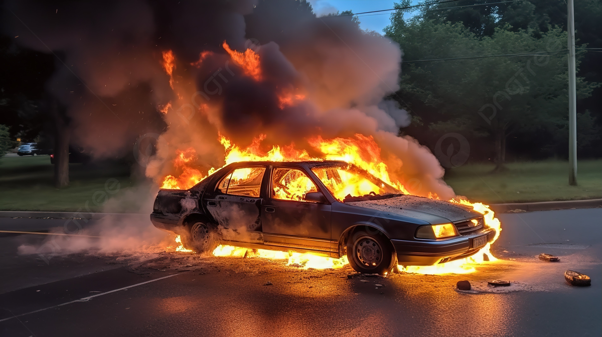 car on fire