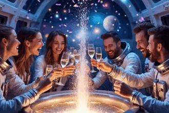 First champagne bottle tested in space