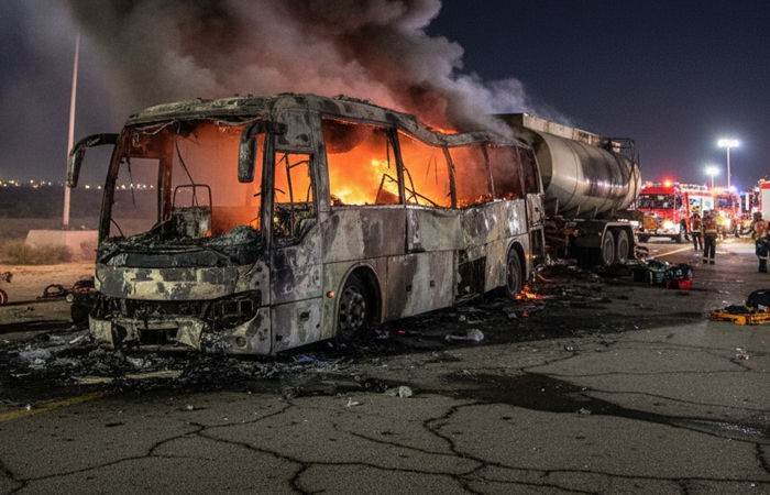 Saudi Arabia Bus Accident: સાઉદી અરબમાં ભયાનક અકસ્માત: ૪૨ ભારતીય ઉમરાહ યાત્રીઓના મોતની આશંકા! 1 Saudi Arabia Bus Accident