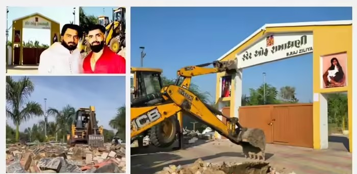 Gujarat Patan Bulldozer Action: ગુજરાતના પાટણમાં ગરજ્યું ભૂપેન્દ્ર પટેલનું બુલડોઝર, ગૌચરની જમીન પચાવી પાડનાર ભાવેશ રબારીનું 'રામાધણી સ્ટેટ' જમીનદોસ્ત, પોલીસ વાન પર હુમલો પડ્યો મોંઘો 1 vnvitb9n