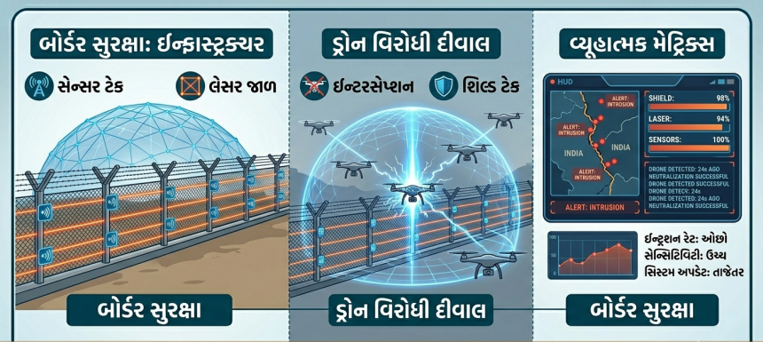 India Pakistan Border Anti Drone Wall