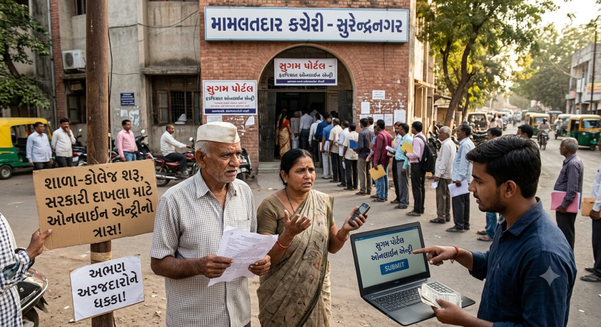 Surendranagar Sugam Portal Issue: સુરેન્દ્રનગરમાં સરકારી 'સુગમ પોર્ટલ' અરજદારો માટે અસુગમ બન્યું, મામલતદાર કચેરીના નિયમથી હોબાળો 1 Surendranagar Sugam Portal Issue