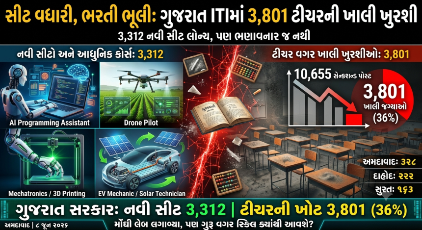 Gujarat ITI Crisis: સીટ વધારી, ભરતી ભૂલી: 3,312 નવી સીટ, પણ 3,801 ટીચર વગર ગુજરાતનું 1 Gujarat ITI Crisis