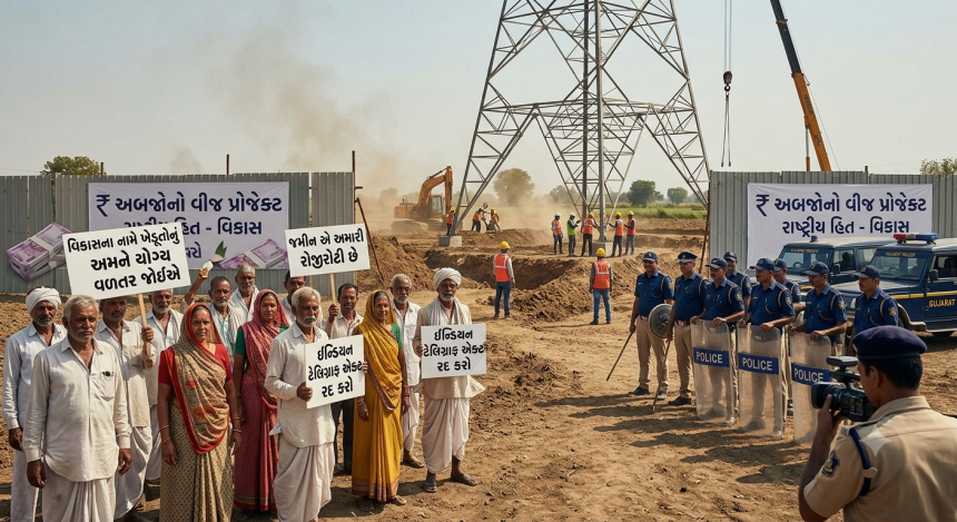 Injustice to Farmers: વિકાસના નામે દાદાગીરી? કરોડોના વીજ પ્રોજેક્ટ્સ માટે પોલીસના જોરે ખેડૂતોનો અવાજ દબાવવાનો ખેલ 1 Injustice to Farmers