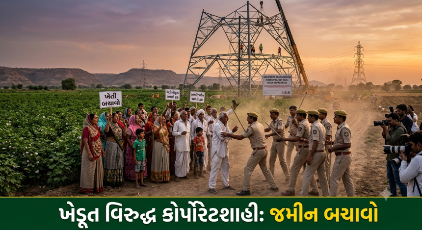 Farmer Rights and Corporate Power: વીજ થાંભલા ખોડાય, ખેડૂત રડે: અદાણી આગળ સરકાર-પોલીસ એક જ થાળીના ચટ્ટા બટ્ટા 1 Farmer Rights and Corporate Power