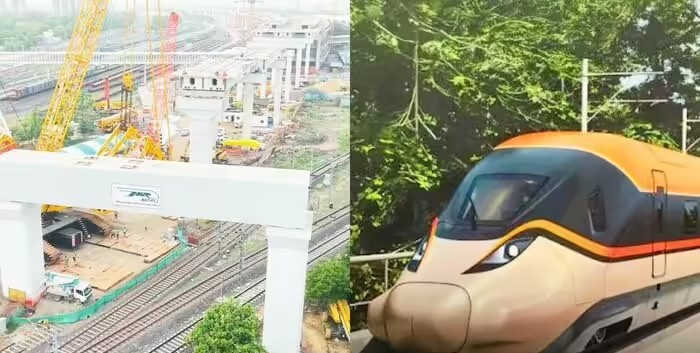 Mumbai Ahmedabad Bullet Train: અમદાવાદમાં નીચે રેલ અને ઉપર દોડશે બુલેટ ટ્રેન, NHSRCL એ પોર્ટલ બીમનું કામ પૂર્ણ કર્યું 1 Mumbai Ahmedabad Bullet Train