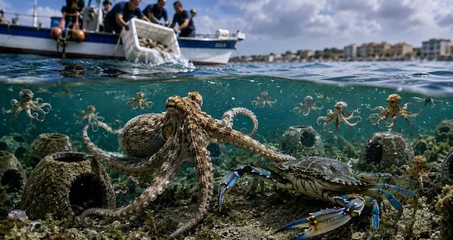 Blue Crab Italy: પાણીની અંદર મહાયુદ્ધની તૈયારી, બ્લુ ક્રેબ સામે ઇટલીએ કેમ ઉતારી 1.30 લાખ બેબી ઓક્ટોપસની સેના? 1 Blue Crab Italy