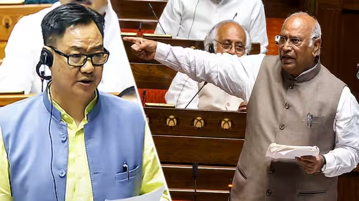 Kiren Rijiju vs Mallikarjun Kharge: રાજ્યસભામાં ખડગે-રિજિજુ વચ્ચે ઉગ્ર ટકરાવ, નિયમોને લઈને ભારે ઘર્ષણ 1 Kiren Rijiju vs Mallikarjun Kharge
