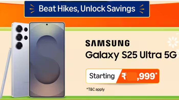 Amazon Great Freedom Sale 2026: Samsung Galaxy S25 Ultra પર ₹30 હજારની સીધી છૂટ, જાણો ફાઇનલ કિંમત 1 Samsung Galaxy S25 Ultra