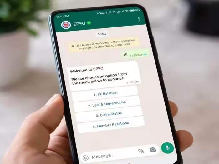 EPFO WhatsApp Service